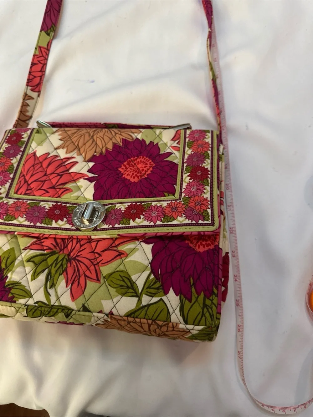 Vera Bradley Floral Quilted Crossbody in Pink, Orange and Green